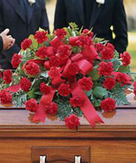 Red Regards Casket Spray